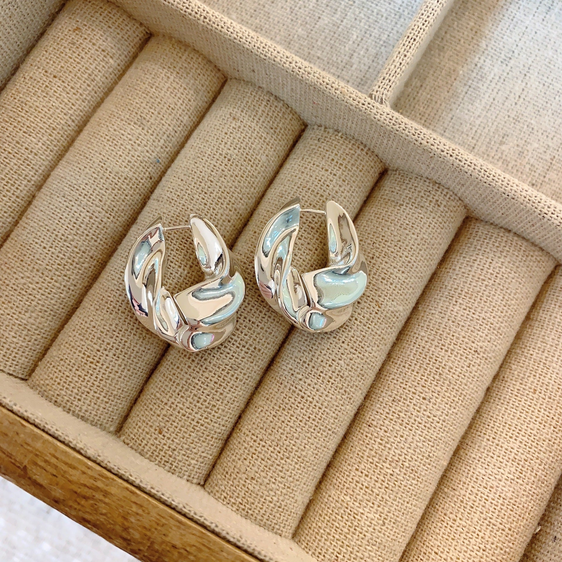 Polished Silver Hoop Earrings