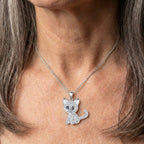 Silver Baby Kittens And Coloured Zirconia Necklace
