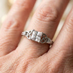 Silver Center Square Gem Knot Design Ring