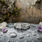 Silver Center Square Gem Knot Design Ring