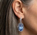 Silver Color Inlaid Blue Stone Earrings
