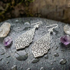 Silver Color Metal Grave Flower Earrings