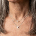 Silver Heart And Pearl Necklace