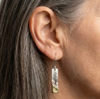 Square Leaf Dangle Silver Earrings