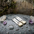 Square Leaf Dangle Silver Earrings