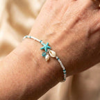 Star And Shell Anklet Bracelet With Natural Stones