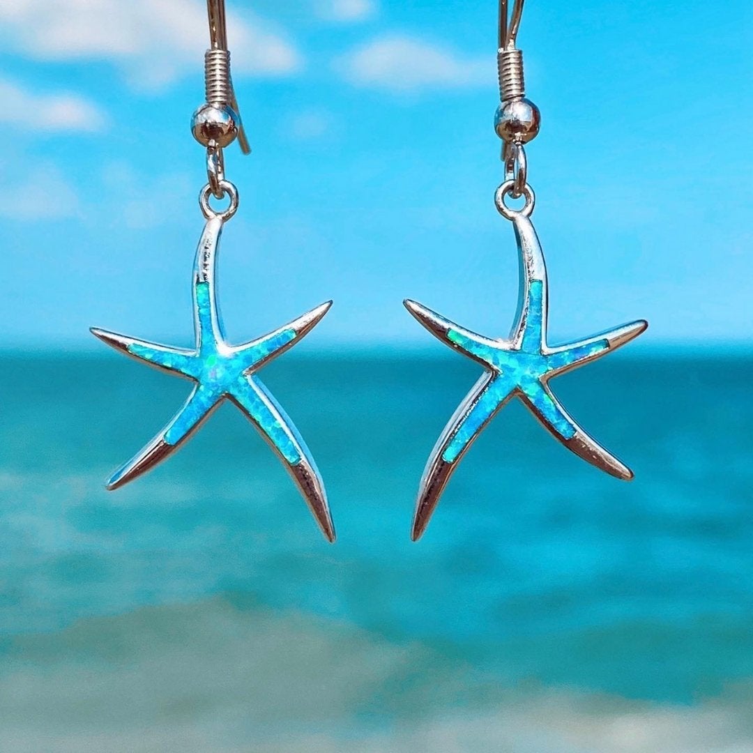 Starfish Earrings In Opal And Silver