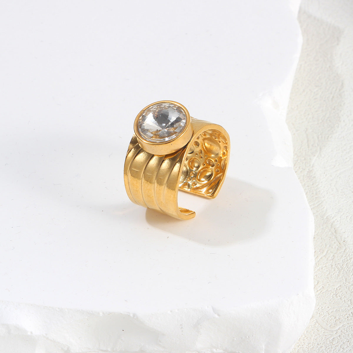Statement Crystal Gold Ring