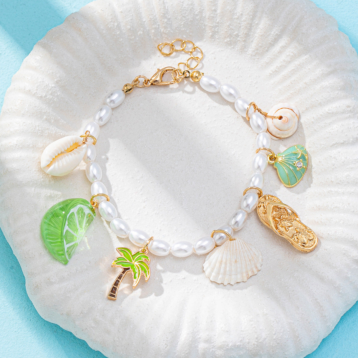 Tropical Pearl Charm Bracelet