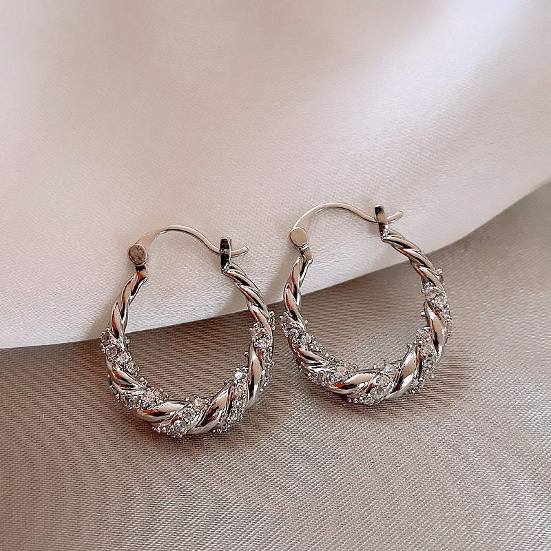 Twisted Crystal Hoop Earrings