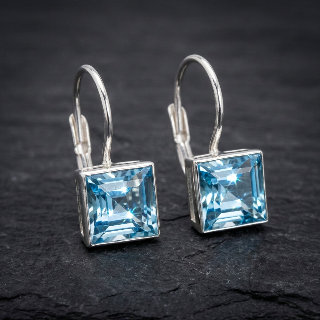 Vintage Blue Cubic Glass Earrings