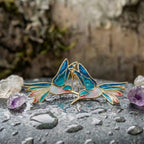 A Vintage Blue Enamel Hummingbird Earring Set