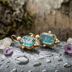 Vintage Blue Glass Pearl Earrings