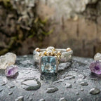 Vintage Blue Zirconia Gold & Silver Ring