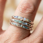 A Vintage Boho Rustic Silver Opal Band Ring