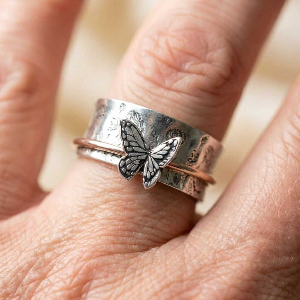 Vintage Butterfly Spinner Ring