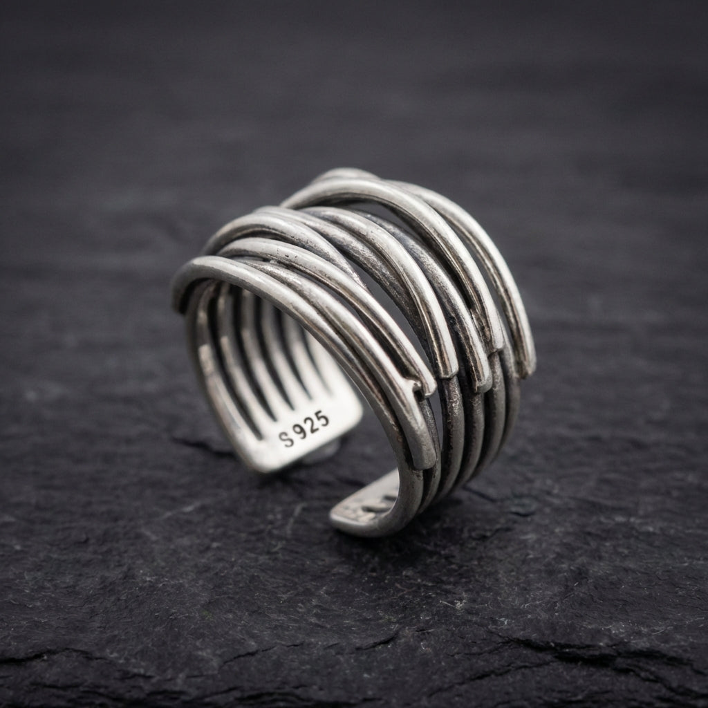 Vintage Chains Adjustable Silver Ring