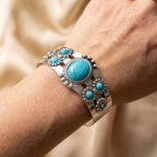 Vintage Charm Blue Stone Silver Bracelet
