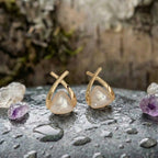 Vintage Cross Triangle Pearl Dropping Earrings