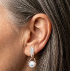 Vintage Crystal Flower Pearl Drop Earrings