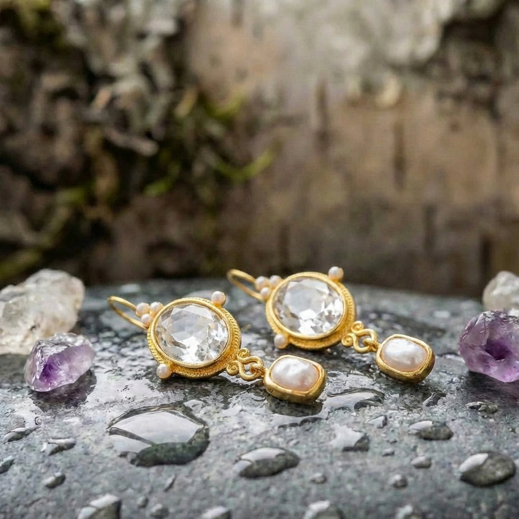 Vintage Crystal Pearl Earrings