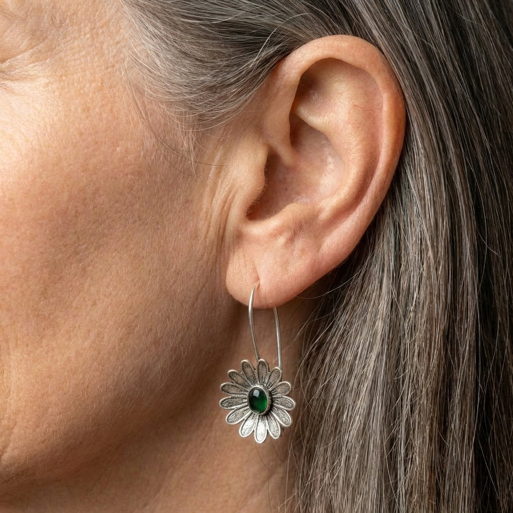 Vintage Daisy Green Earrings