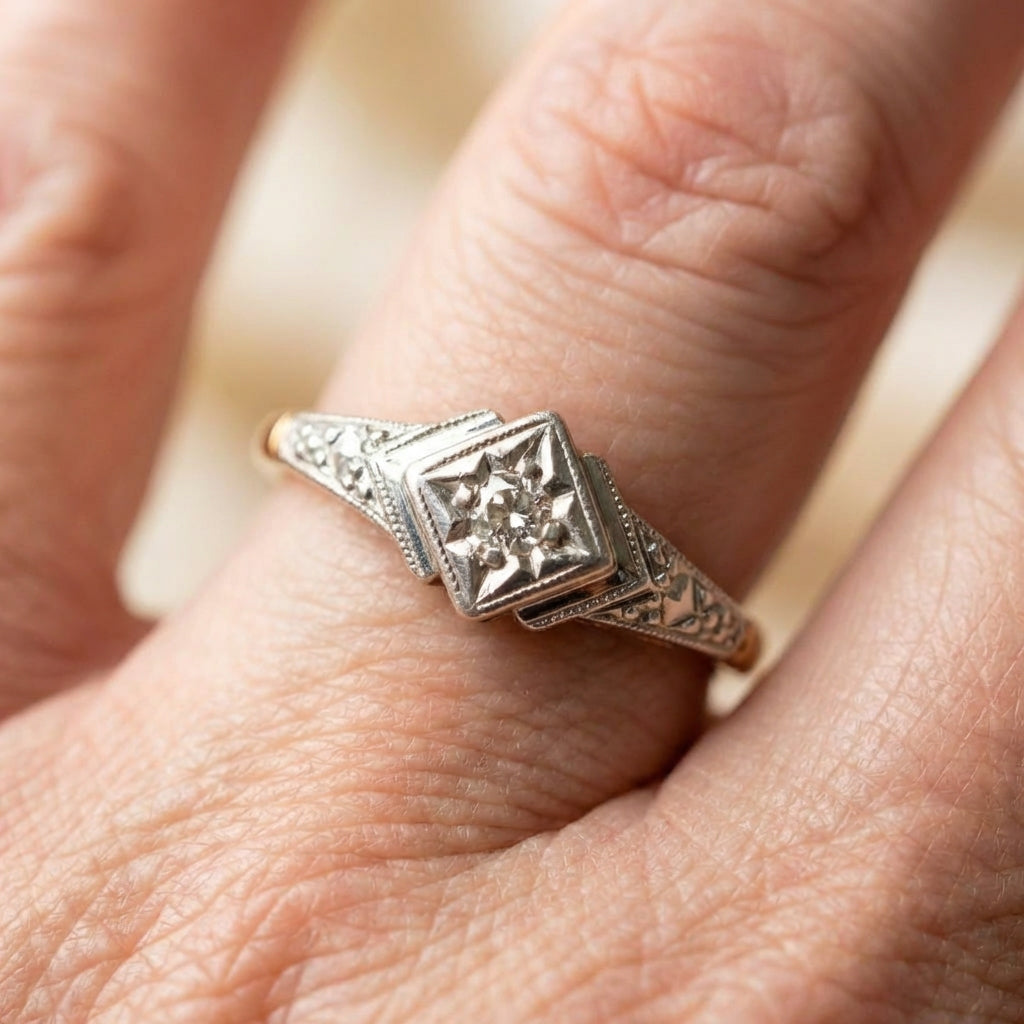 Vintage Diamond Square Ring