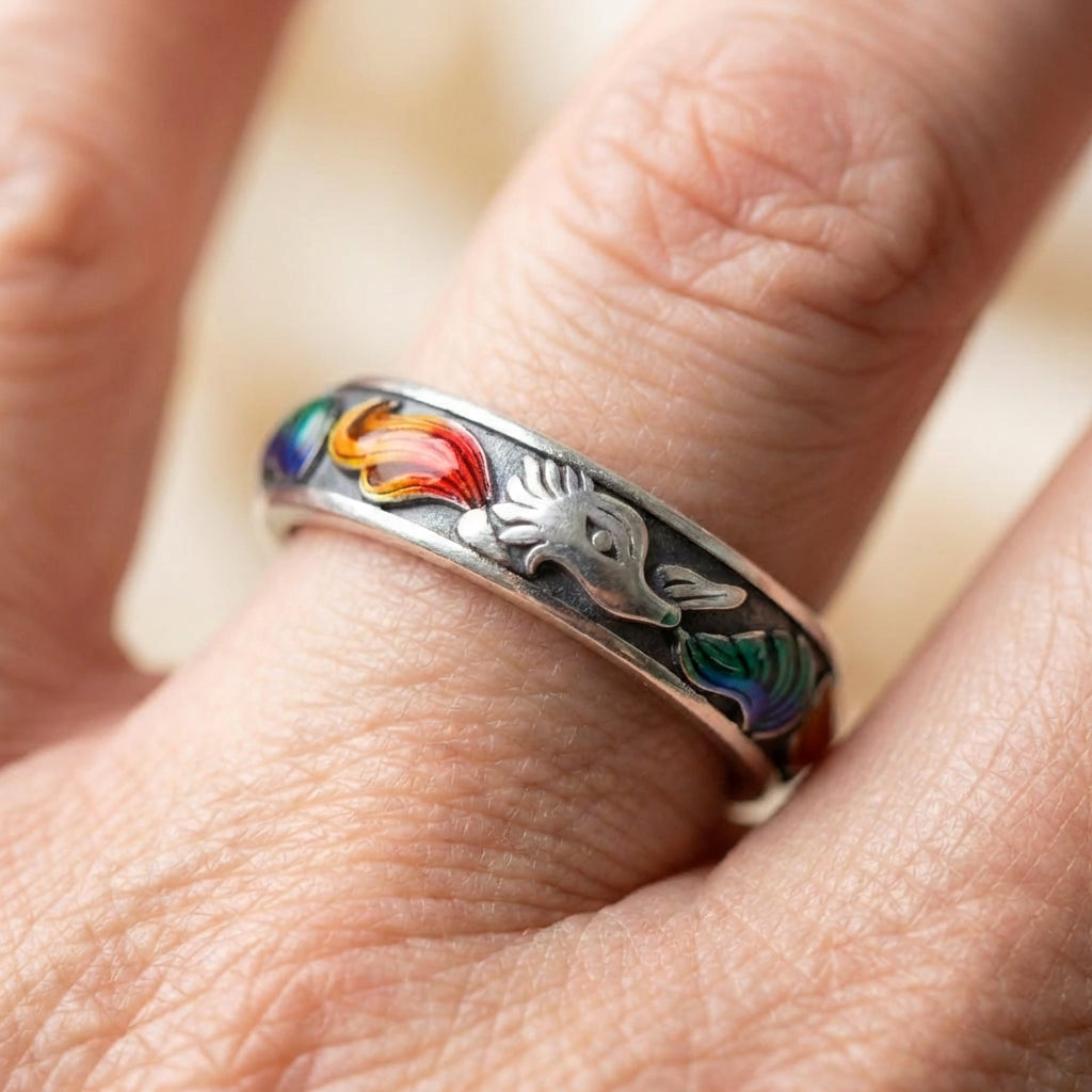 Vintage Enamel Fox Ring