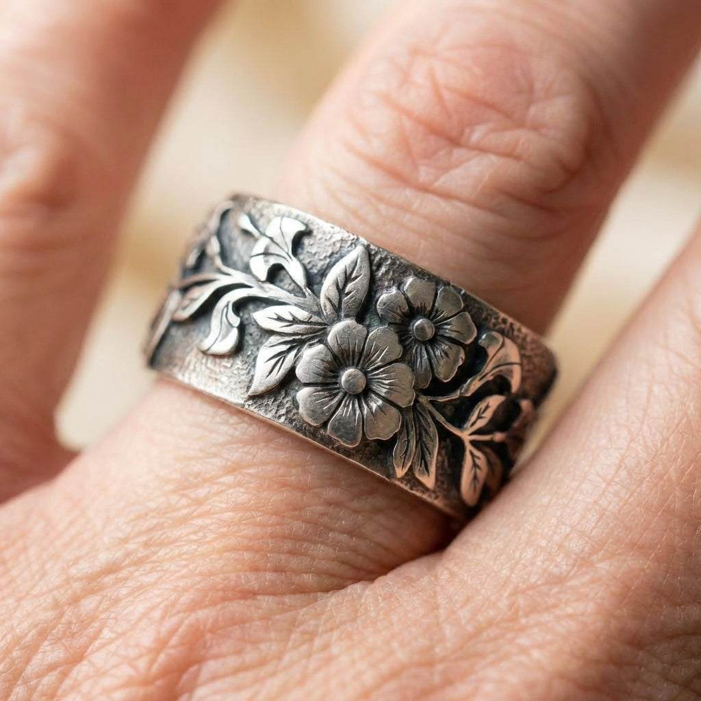 Vintage Floral Band Ring