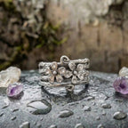 Vintage Flower Silver Layered Ring