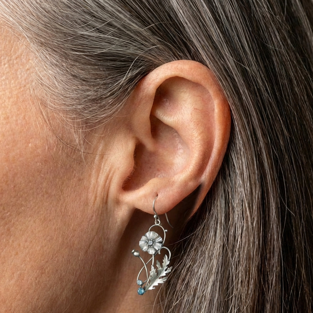 Vintage Flower Zircon Earrings