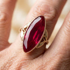Vintage Garnet Oval Crystal Gold Ring