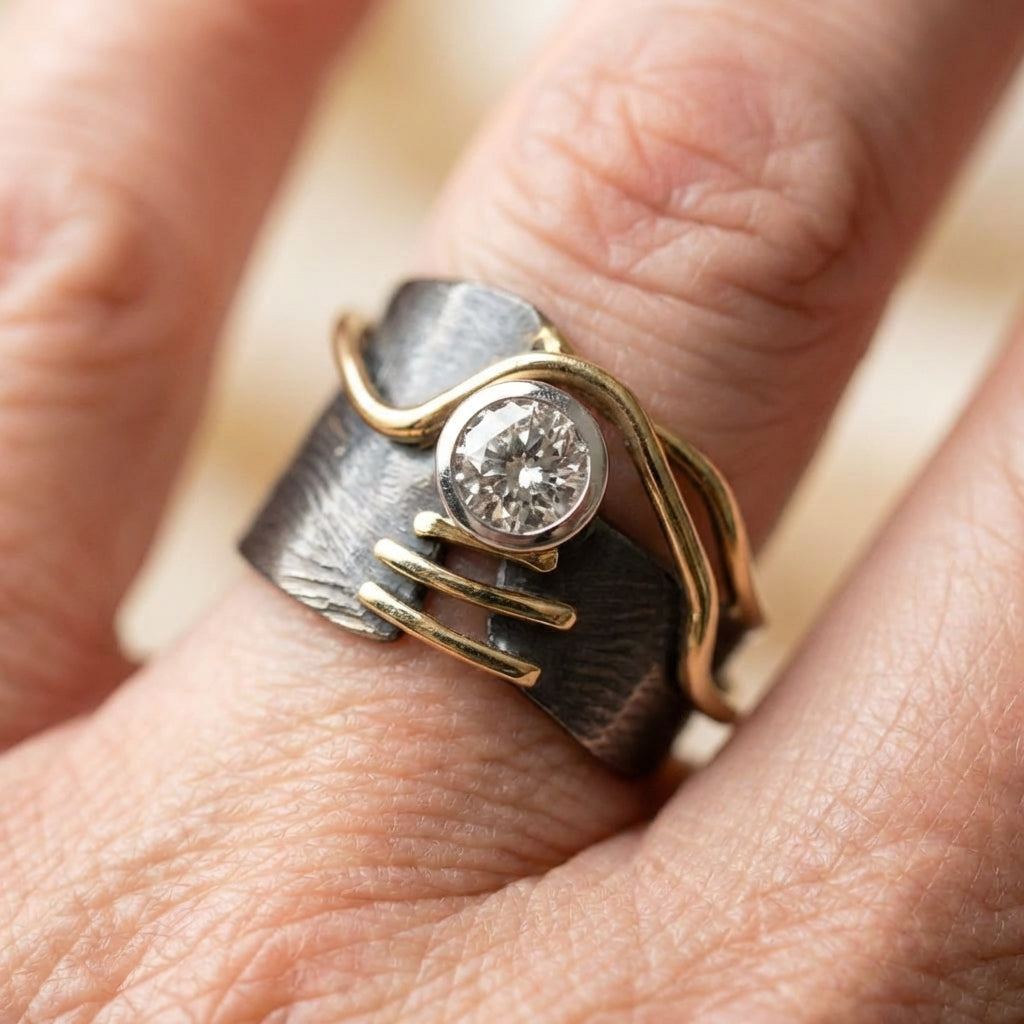 Vintage Geometric Diamond Ring