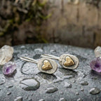 A Vintage Golden Heart Silver Earrings Set