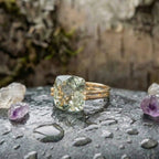 Vintage Green Cubic Glass Gold Ring