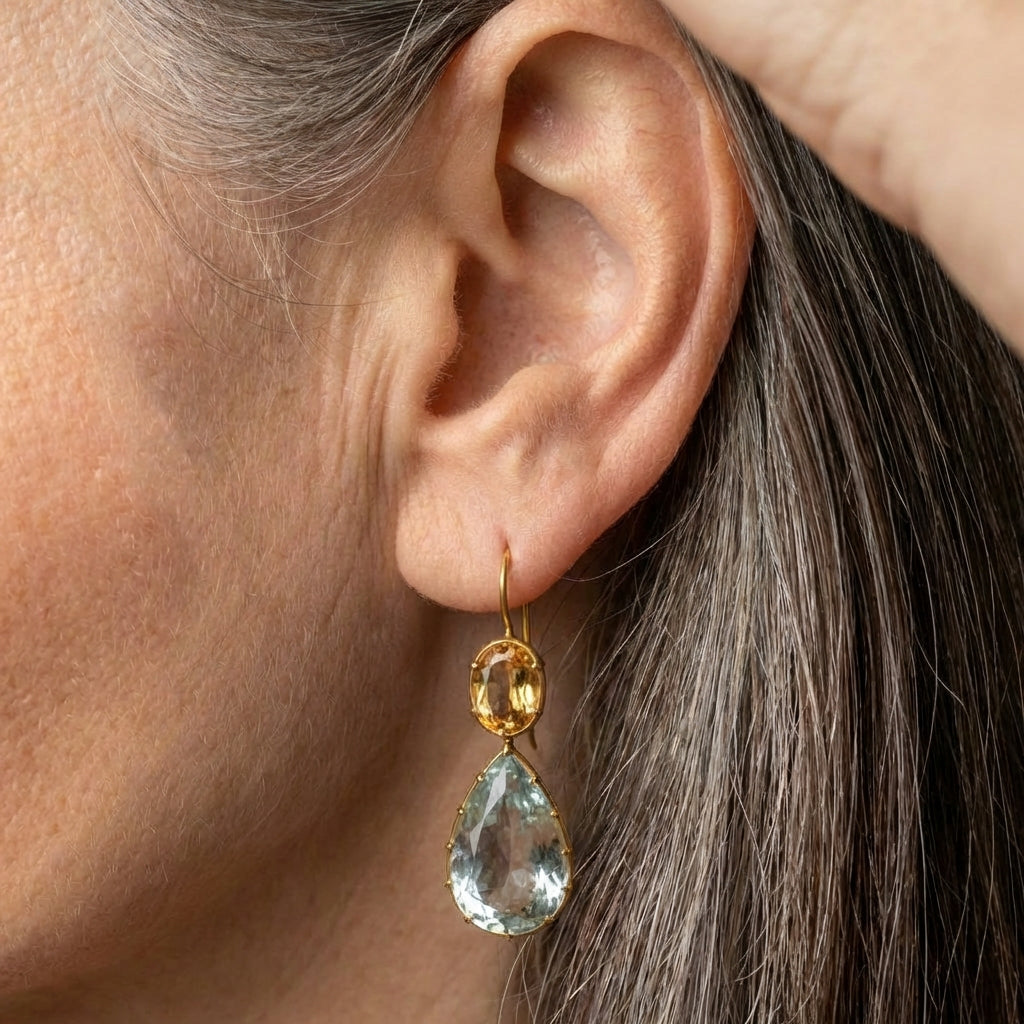 Vintage Green Glass Drop Earrings