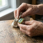 A Vintage Green Glass Gold Ring