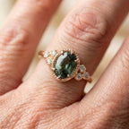 Vintage Green Inlaid Glass Gold Ring