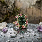 Vintage Green & Pink Crystal Ring