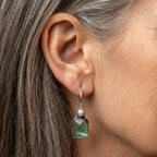 Vintage Green Stone Inlaid Pearl Earrings