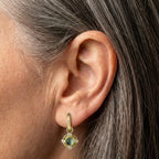 Vintage Green Zirconia Gold Earrings