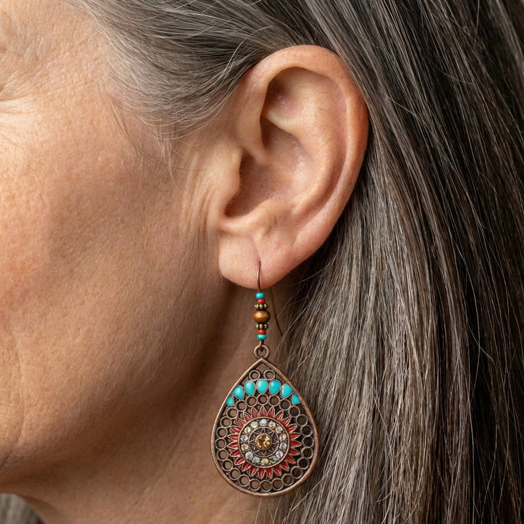 Vintage Handmade Bohemian Colorful Drop Earrings