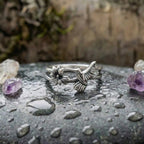 Vintage Hummingbird Flower Silver Ring