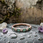 A Vintage Inlaid Green Zirconia Rose Ring