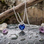 Vintage Inlaid Rhinestone Blue Stone Necklace