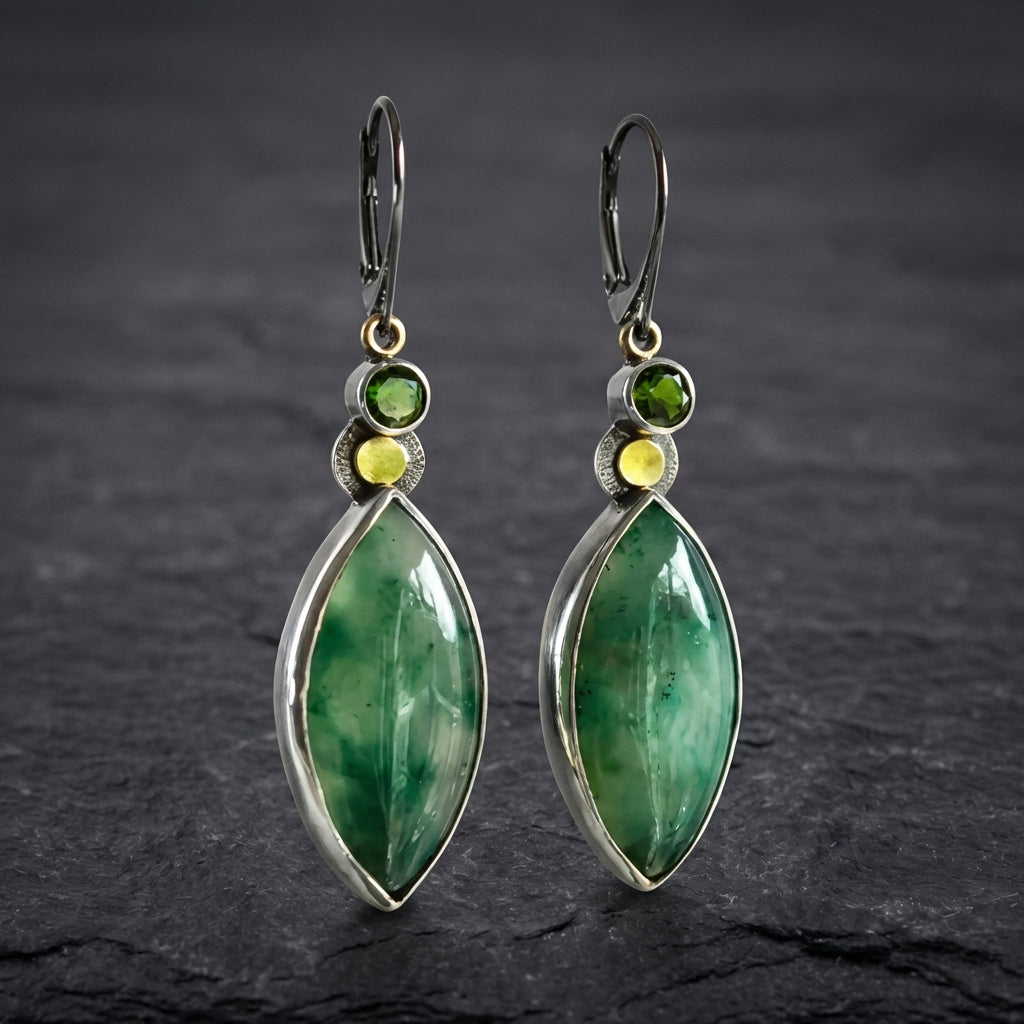 Vintage Metal Leaf Dangle Earrings