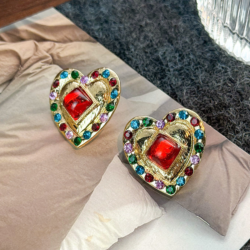 Vintage Multicolor Heart Earrings