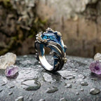 A Vintage Ocean Wavy Crystal Ring