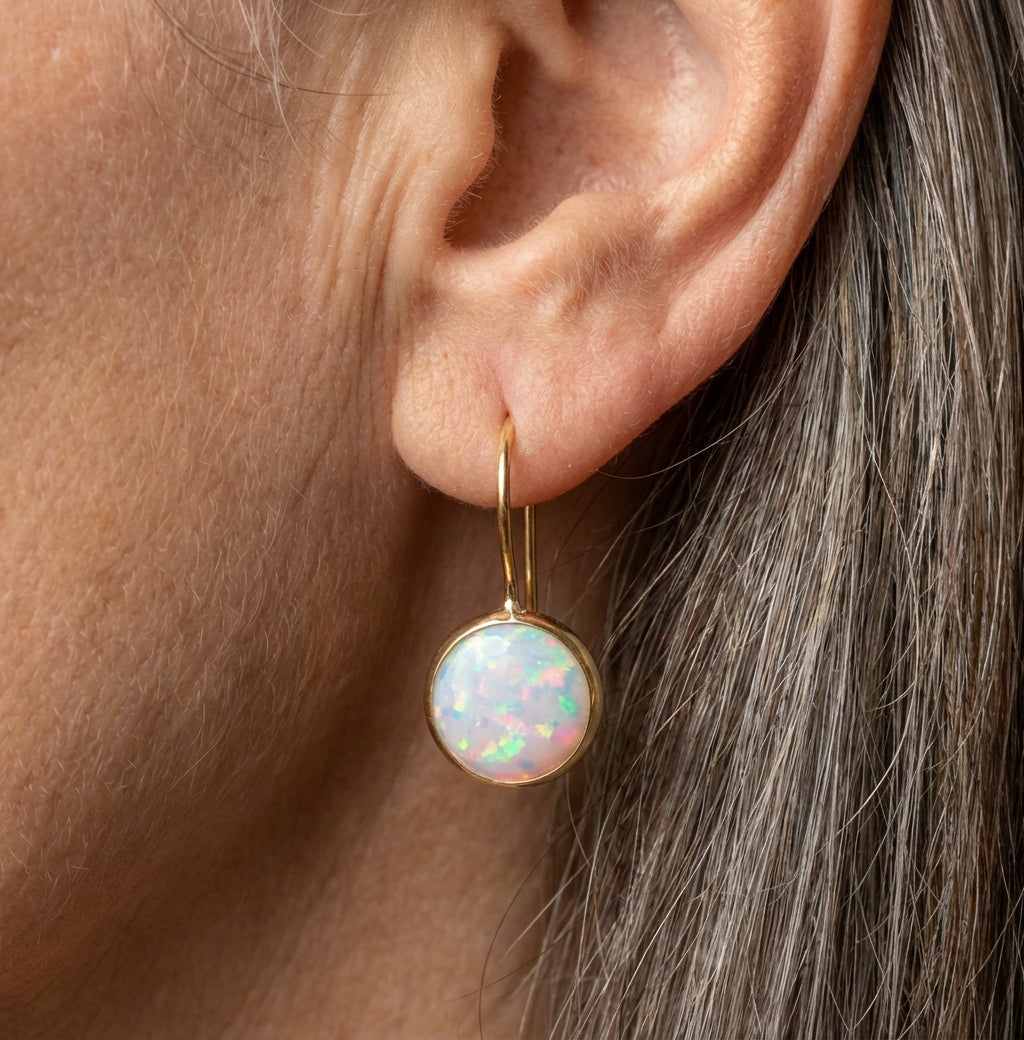 Vintage Opal Stone Gold Earrings