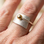 A Vintage Open Gold Bead Silver Ring